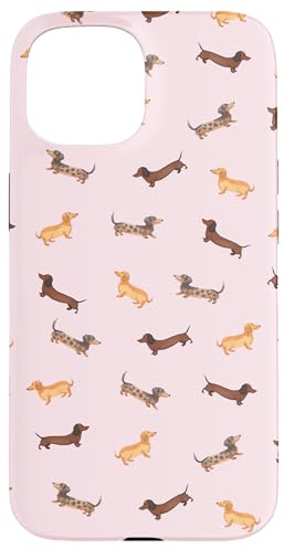 Dapple Chocolate Tan Dackel Pink Pattern Dog Lover Hülle für iPhone 15