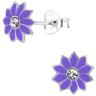 Monkimau Mädchen Ohrringe Blume | Ohrstecker aus 925 Sterling Silber | Kinderohrringe hypoallergen