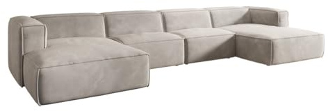 Designer Sofa Comfy U in Samt Weiß