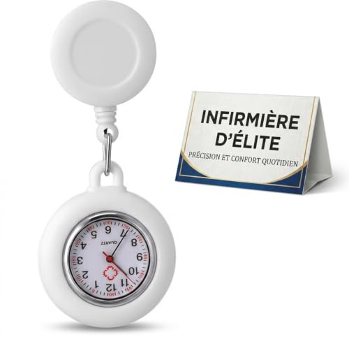 UKCOCO Montre Infirmière à Clip: Broche Rétractable en Silicone Ergonomique - pour Blouse Médicale, Tenue de Travail et Cadeau pour Infirmières et Médecins