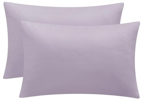 Tifschlaf Pillow Cases 2 Pack - Lavender Pillowcases Plain Pack of 2, Super Soft Brushed Microfiber Standard Queen Pillow Covers With Envelope Closure, 50x75 cm