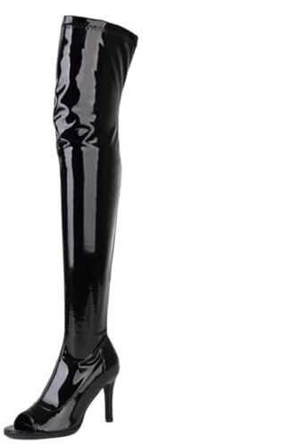 Ceciloroda Women's Overknee Boots Peep Toe Stiletto Heels