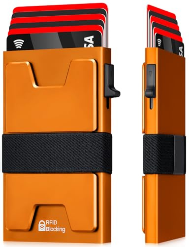 LXMY Kartenetui Herren, Kreditkartenetui RFID Schutz, Aluminium Slim Geldbörse Herren, mit Langlebiger Erweiterbarer Rückplatte, Geeignet Geschenke für Männer