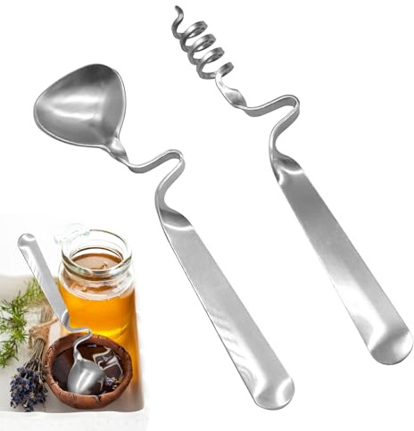 2 cucchiai per miele, cucchiai per marmellata in acciaio inox, con cucchiaio per miele, antiruggine, lavabili in lavastoviglie, con gancio per bicchieri e tazze