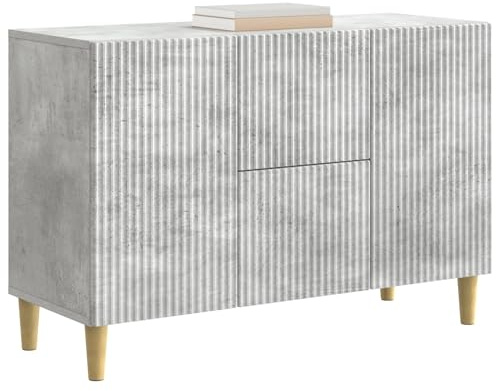 vidaXL Sideboard Betongrau 89 x 34,5 x 60 cm Holzwerkstoff, Wohnzimmerstauraum, rechteckige Anrichte, Vintage Stil, viel Platz, praktische Schranklösung, für Ordnung, Essgeschirr