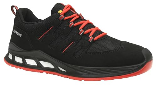 ELTEN Sicherheitsschuhe Maddox XXR Black-red Low ESD S3S für Damen & Herren, Stahlkappe, leicht, atmungsaktiv