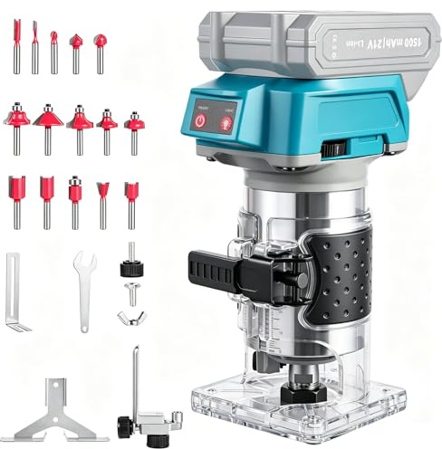 Fresadora con batería de 18 V, 6 niveles ajustables, fresadora de cantos con iluminación LED