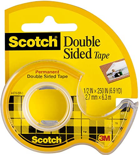3M Double-Sided Tape with Dispenser, Permanent, 1/2 X 250 Inches, Clear (MMM136)