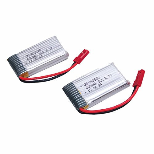 YUNIQUE GREEN-CLEAN-POWER - Li-po Batterien 3.7V 600mAh für Quadcopter | Kompatibel mit JXD 509G, WLtoys A959-B | JST-Anschluss, 52.9 x 24.4 x 8.6 mm - 17.6 gr, Silber