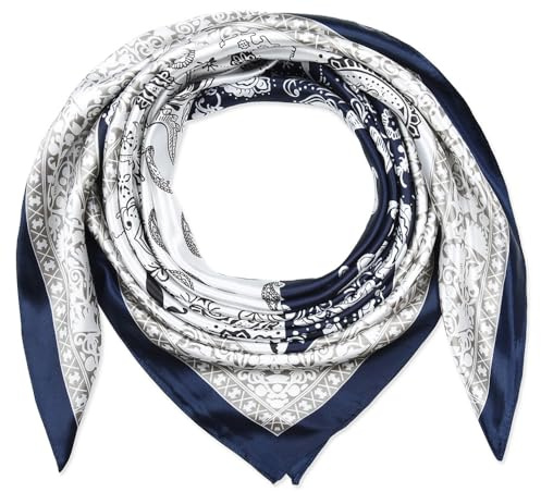 corciova Großer quadratischer Haarschal für Damen, seidig, gelockt, zum Schlafen in der Nacht, modisches Bandana, Kopftuch, 35 x 35 cm