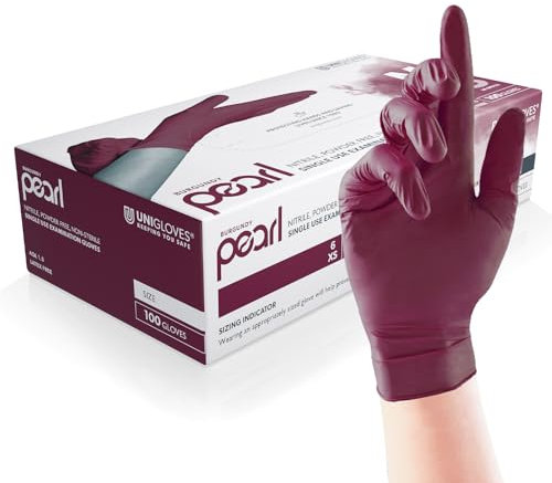 Unigloves Burgundy Pearl Guanti Monouso in Nitrile - Resistenti, Senza Polvere e Senza Lattice - Adatti per uso Sanitario, Alimentare e Professionale - Confezione da 100, Borgogna , Taglia M (GP0123)