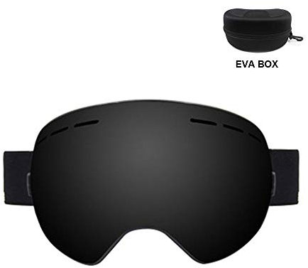 Skibrille Alpina, Ski- / Snowboardbrille Mit Doppellinse Und UV400-Schutz Gegen Beschlag Beim Skifahren. Motorschlitten Für Erwachsene Im Teenageralter,Schwarz