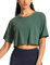 CRZ YOGA Damen Sport T-Shirt Kurzarm Sommer Fitness Crop Oberteile Crew Neck Leichte Yoga Top Atmungsaktiv Laufshirt Graphitgrün 40