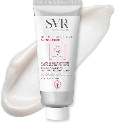 SVR - Sensifine Baume Démaquillant - Gamme Sensifine – Baume nettoyant apaisant et anti-pollution – Pour peaux sensibles, réactives ou intolérantes – Beurre de karité, Huile de coco – 100 g