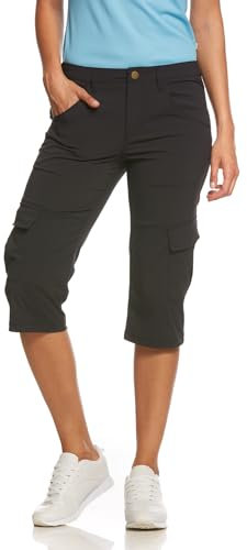 Jeff Green Damen Elastische Schnell Trocknende Kurze Leichte Cargo Outdoor Funktions Hose Marla, Farbe:Black, Größe:42