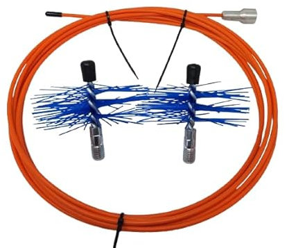 Kit pulizia tubi stufa caldaie a pellet con prolunga flessibile da 3/5/7/10 metri e 2 Mini scovoli nylon da 100 mm inclusi nel kit, Pulizia canne fumarie da 100 mm, supera agevolmente curve a 45 e 90°