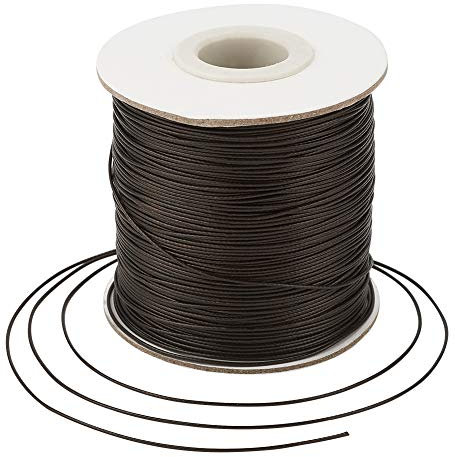 Craftdady 180 Meter geflochtene, gewachste Schnur, 0,5 mm Kunstleder, Polyester, gewachste Schnur für DIY-Halsketten, Armbänder, Schmuckherstellung, Kokosbraun