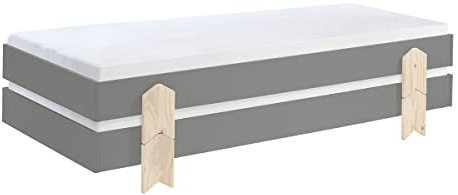 Vipack Bed, Combi, Solid, Kiefer, MDF, Metall, Grau, Single
