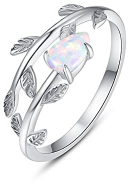 PRAYMOS Ring Silber 925 für Damen Verstellbare Ringe Hochzeit Verlobung Mondstein Blatt Ring Offene Daumenringe für Frauen Mädchen