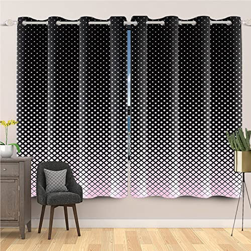 SDOTPMT 168x229cm Geometrisch Quadrat Fenstervorhang Abstrakt Linie Geometrisch Gestalten Rhombus Schiebevorhänge Schwarz Violett BlickdichteVorhänge für Wohnzimmer Verdunkelung Vorhänge, 2 Stücke