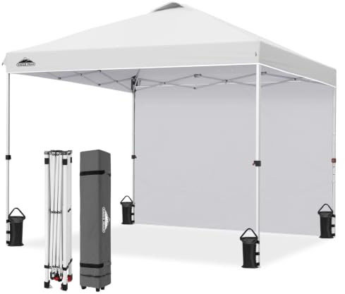 EAGLE PEAK 3x3m Pop Up Baldachin mit 1 Seitenwand, einfaches Setup Event Zelt, Sonnenschutz im Freien, Baldachin Zelt, Weiß