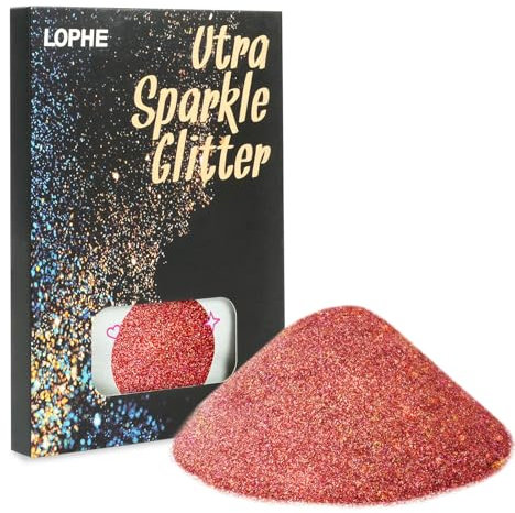 LOPHE Glitzer Gesicht, Powder Craft Festival Glitzer Accessoires, DIY Glitzerpulver Body Glitter für Haare Face Eye Nail, Make Up Körperglitzer für Halloween Karneval Festival Party(Roségold)