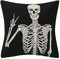 DILOXNSU Kissenbezüge, 45 x 45 cm, Halloween, Totenkopf, Skelett, Posieren, Schwarz, doppelseitig, quadratisch, modern, dekorative Kissenbezüge, für Zimmer, Sofa, Outdoor, Stuhl, Dekor, Kissenbezug