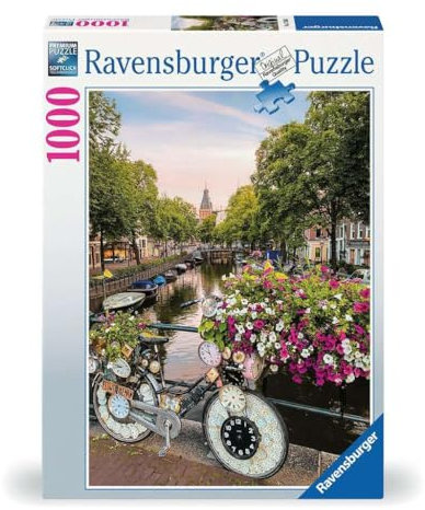 Ravensburger Puzzle 17596 - Fahrrad und Blumen in Amsterdam - 1000 Teile Puzzle für Erwachsene und Kinder ab 14 Jahren