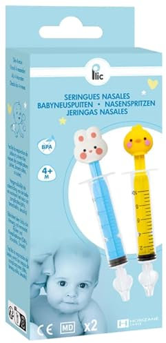 PLIC CARE - Lot de 2 Seringues Nasales Bébés - Aspirateur Irrigation Nasale - Nettoyage Efficace - Format Ludique - Embout Souple en Silicone sans BPA - 10 ml
