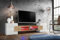 Komodee, Merano Bank TV Schrank, Weiss Wotan Weiss, LED RGB, Breite 230 cm x Höhe 52,5 cm x Tiefe 35 cm, für Wohnzimmer, Schlafzimmer