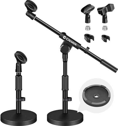 CAHAYA Desktop Microphone Stand: with 2 type clips 3/8 to 5/8 Metal Screw Adapter Space-saving CY0360, 1 unit