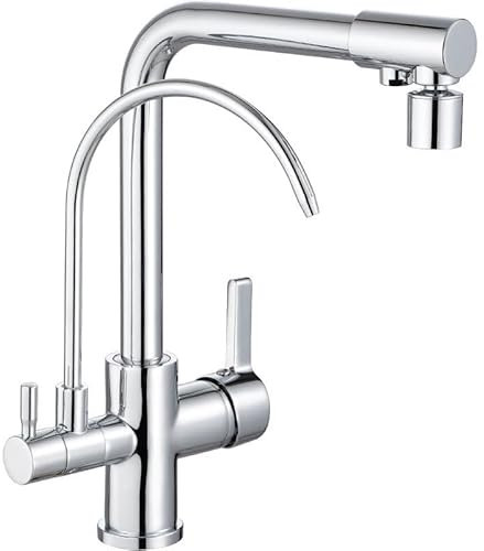Fregadero de cocina para lavaplatos, Grifo Lavadero Dos Salidas, Caliente y Frío, Multifunción, 4 en 1, Purificador de Agua Potable Directa Doble
