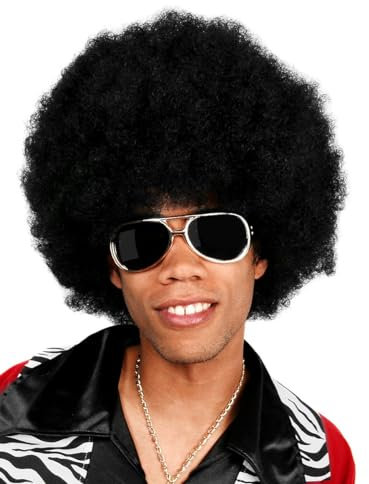 Afro Deluxe schwarz Perücke - Kostüm-Zubehör Karneval, Halloween & Motto-Party