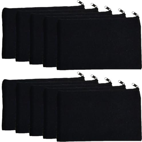 YOYEAH 10 sacchetti per cosmetici, colore nero, con chiusura lampo, per trucchi e articoli per l'igiene, piccoli e pratici come portapenne e borsa da viaggio, fai da te, Nero