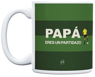 UO Taza de regalo con mensaje Papá tú sí que eres un partidazo, Regalo para papás, regalo para padres, 350 ml, Cerámica