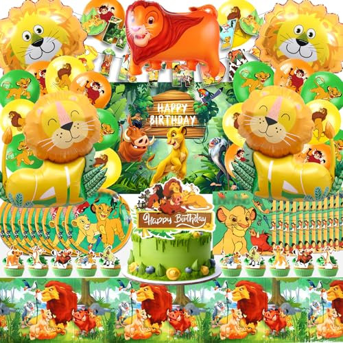 Decoraciones Cumpleaños Rey León, Globo Cumpleaños León, Vajilla para Fiestas de Rey León, León Decoracion Tarta, Fondo de La Foto Deco León de Fiesta de Cumpleaños
