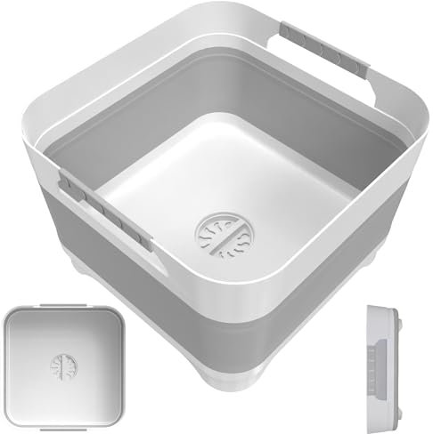 GIMWA JW1423GY Évier de camping portable, bac à vaisselle pour évier de camping en plein air, bouteilles de lavage, mains et fruits, lavabo pliable gris