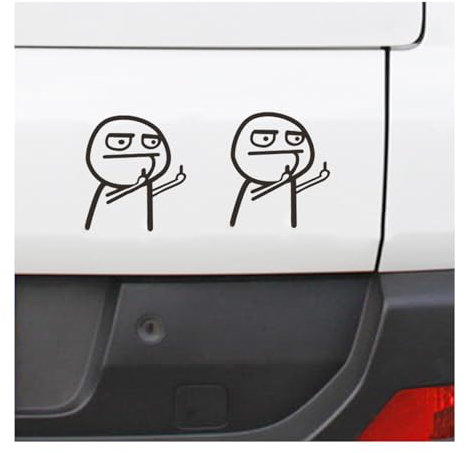 Adunsiaoto 2 Stück Lustiger Mittelfinger Autoaufkleber, Kreative Autoscheibenaufkleber, Aufkleber Für Autoglas Seitenscheibe Wasserdicht Mode Aufkleber Autozubehör(Schwarz)