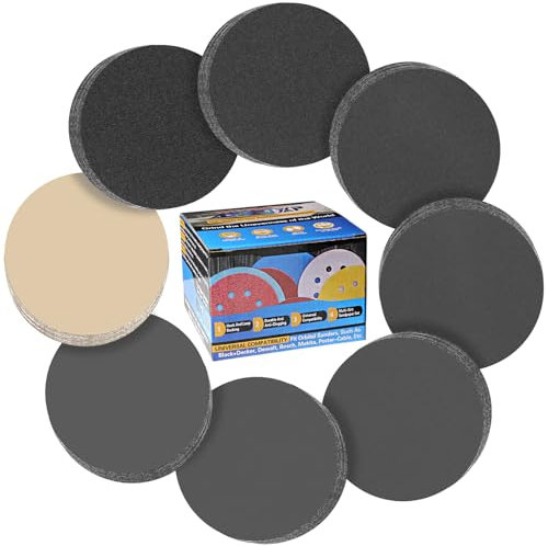 Lot de 81 disques abrasifs ronds en carbure de silicium - 125 mm - Avec grain 240/400/600/800/1000/1500/2000/3000 x 10 - Pour ponceuse excentrique ALPXUXP