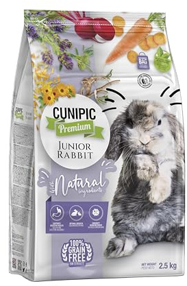 CUNIPIC Premium kaninmat för baby junior - komplett och balanserad mat med vitaminer och Omega 3 för spädbarn upp till 6 månader - 2,5 kg