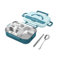 METHEDS Bento box erwachsene, Brotdose mit Trennfächern Set, Brotbox für Mädchen & Jungen, Kinder und Erwachsene, Trennfächern(Blue,3 check)