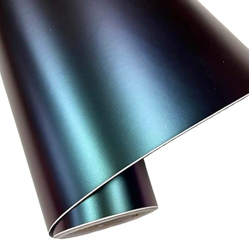 DUANSIYU Autofolie Ankunft 30 cm x 152 cm Chamäleon Kohlefaser-Vinylfolie Wrap Car Interior Styling Farbwechsel Autoaufkleber Blatt Car Wrapping Folie(Plain greenpurple)
