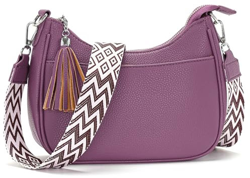 Rorimyth kleine handtasche damen Lila umhängetasche damen klein crossbody bag damen Veganes Leder Verstellbarer und abnehmbarer Schultergurt