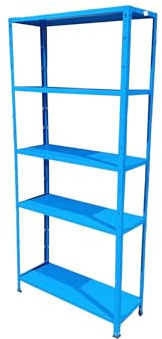 RLW-Gerätevertrieb Scaffale a incastro per cantina con ripiani verniciati a polvere, portata 50 kg per ripiano, prodotto in UE (9213, 5 ripiani/blu, 80 x 180 x 30 cm)