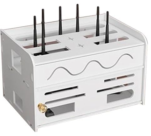 Tissting Router Shelf Router Storage Box Double Layer Projector Shelf Projector Stand Cable Router Cover Organized Cable Management Hider