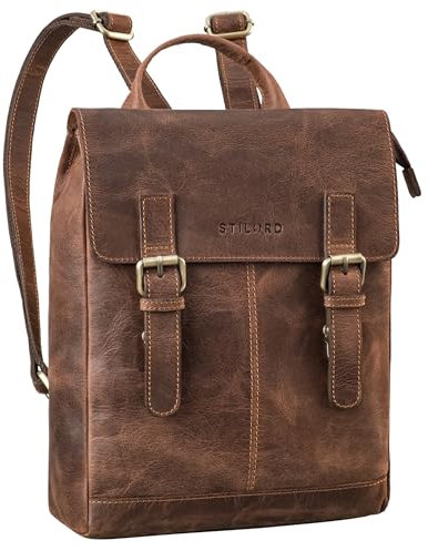 STILORD 'Nala' Moderner Leder Damen-Rucksack City-Rucksack mit vielen Fächern Kleiner Eleganter Tagesrucksack Freizeit Daypack für Shopping oder Büro Rucksack 13,3 Zoll, Farbe:veleta - braun