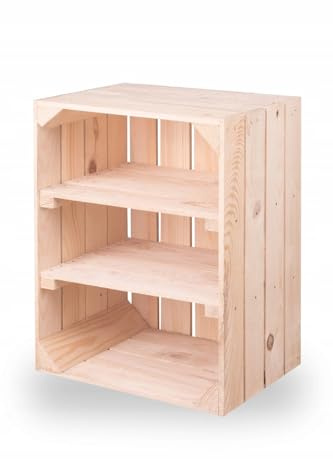 Neue Obstkisten mit Mittelbrett Holzkisten Weinkisten Apfelkisten Regal Kommode Natur 50x40x30cm