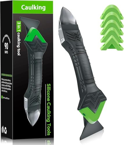 Silikonentferner Silikon Abzieher Silikonentferner Werkzeug Set 3 in 1 Stainless Steel Fugenmesser 6 Auswechselbar Silikonpads für Küche Bad Boden Spüle Fenster Abdichtung