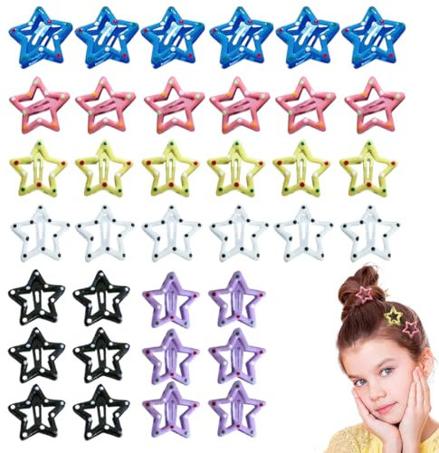 ZORTVUL 36Pcs Fermagli Per Capelli A Forma Di Stella, Fermagli Per Capelli A Stella Antiscivolo Fermagli Bb A Forma Di Stella Per Ragazze E Donne Clip Per Capelli In Metallo