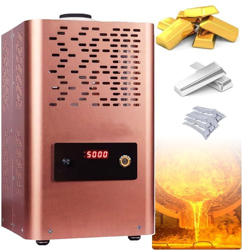 KJZHFOZ Four de Fusion d'or (Fondre Rapidement l'or en 3 à 5 Minutes) + creuset en Graphite de 2 kg, Four de Fusion électrique numérique de 5 KW (Puissance réglable), Charge complète 24 h (A)